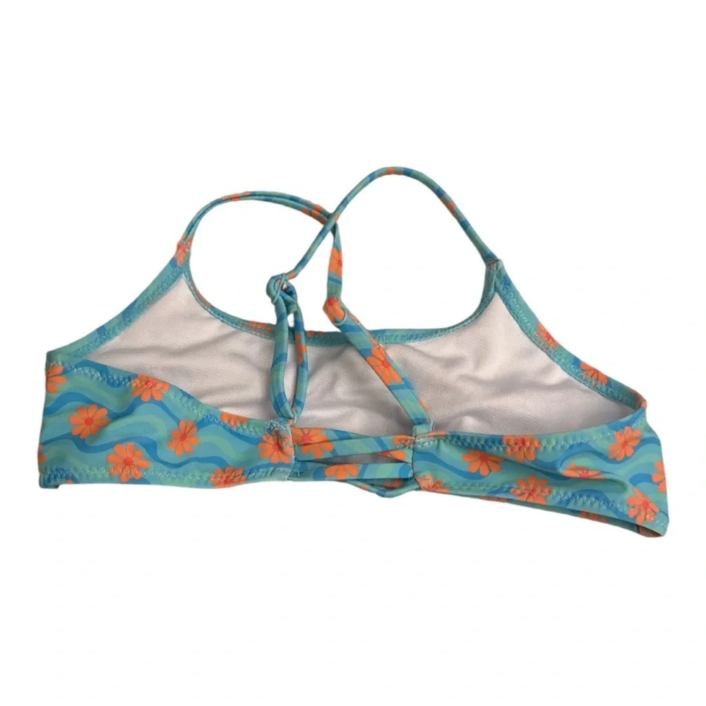 Zara Kids Blue and Orange Floral Bikini Top Size 9/10 NWT